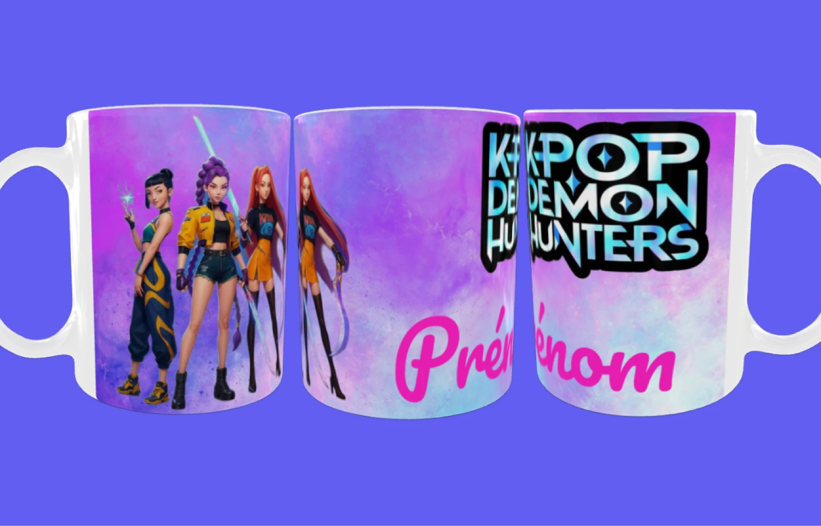 Tasse K-pop demon hunters avec prénom 
